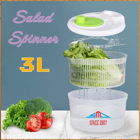 Jual Peniris Pengering Sayuran Putar Salad Spinner Bowl 3L Sayur Mixer