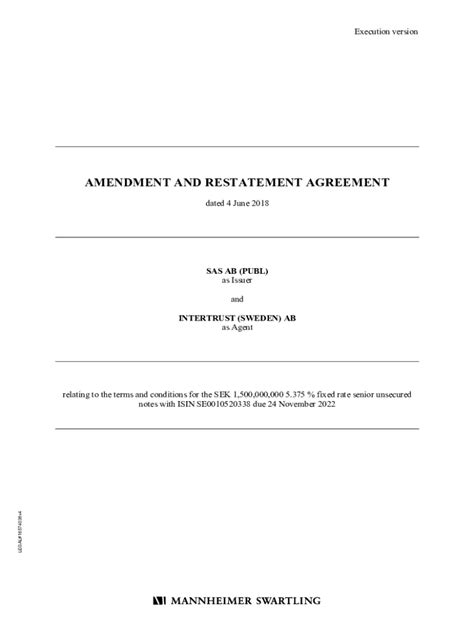 Fillable Online Sec Govarchivesedgaramendment And Restatement