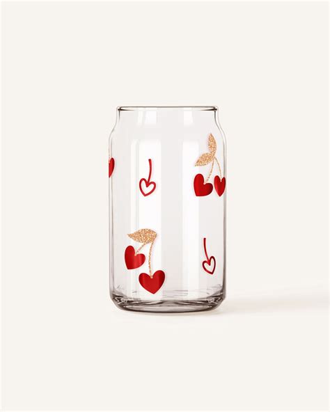 Cherry Heart 16 Oz Libbey Glass Svg Valentine Beer Can Glass Etsy