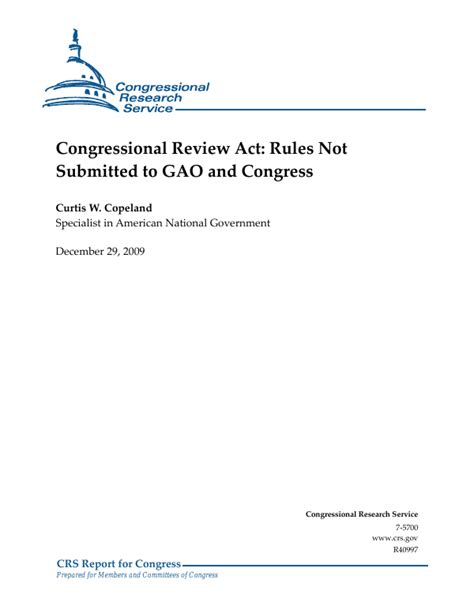 Congressional Review Act Rules Not Submitted To Gao And Congress