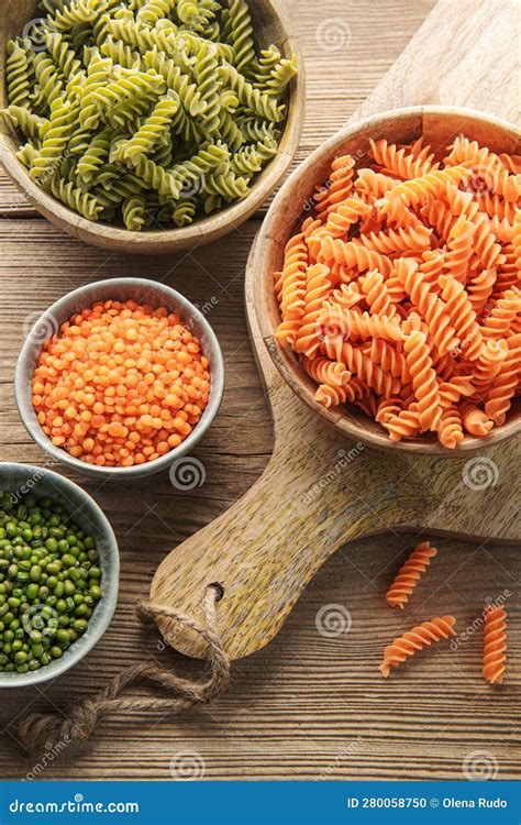 A Variety Of Fusilli Pasta From Different Types Of Legumes Gluten Free