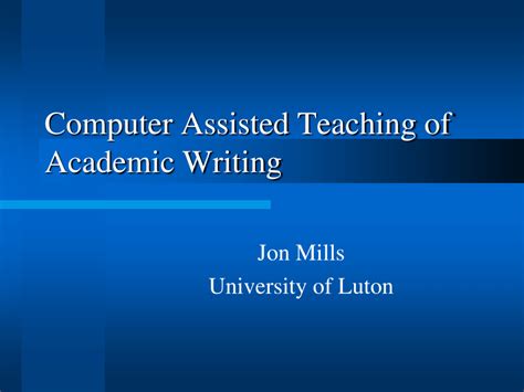 Pdf Computer Assisted Teaching Of Academic Writing