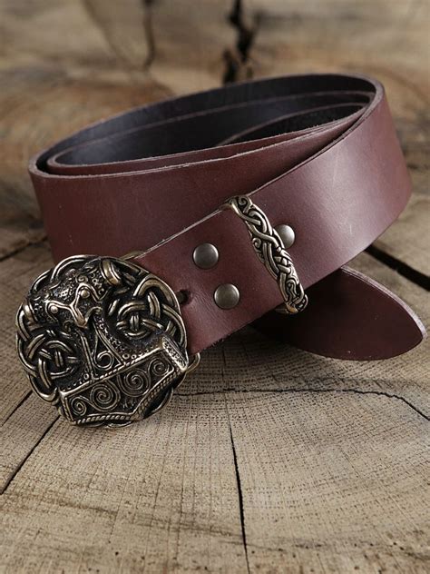 Ceinture En Cuir Avec Boucle Marteau De Thor En Marron La Boutique