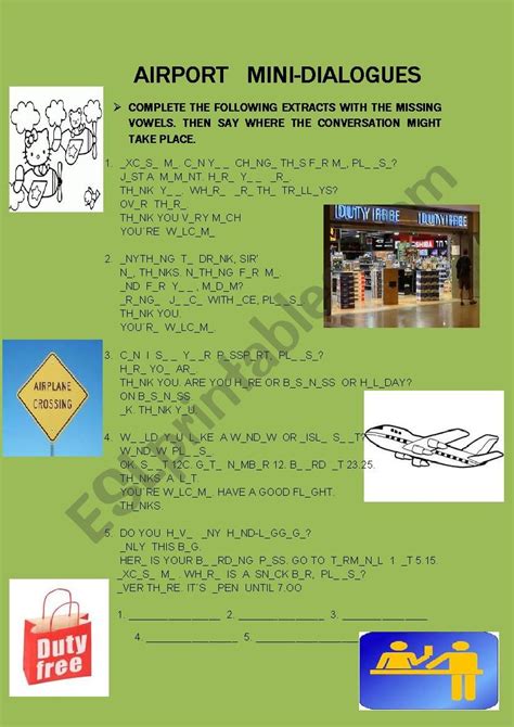 Airport Conversation With Blanks Guess Where Esl Worksheet By Inglesito