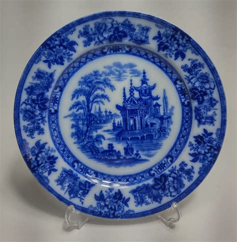 Prato De Porcelana Inglesa Azul Borr O Decor