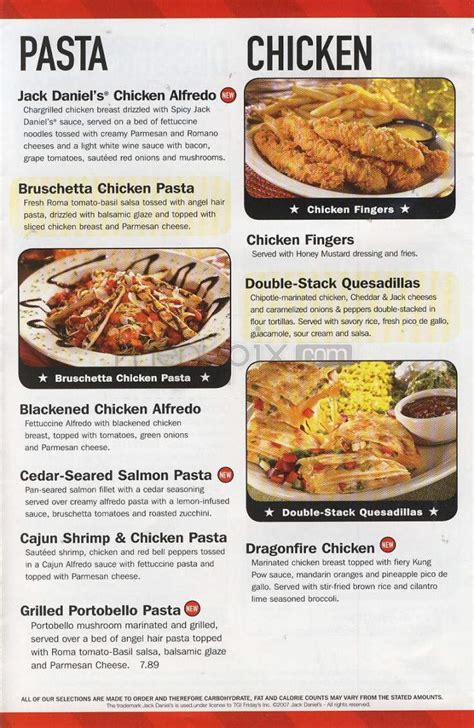 Online Menu of TGI Friday's, Tulsa, OK