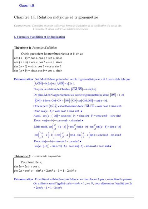 PDF Cours De Trigonometrie 1pdf DOKUMEN TIPS