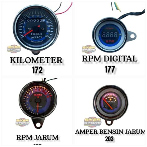 Jual Speedometer Amper Bulat Crome Igawa Kilometer Rpm Manual Rpm