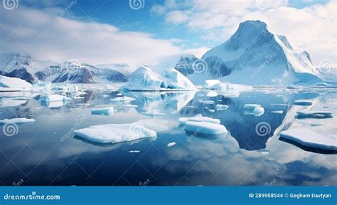 Iceberg In Polar Regions Arctic Icebergs Scene Ice Lake With Icebergs