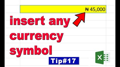 Insert Any Currency Symbol In Excel Basictip Youtube