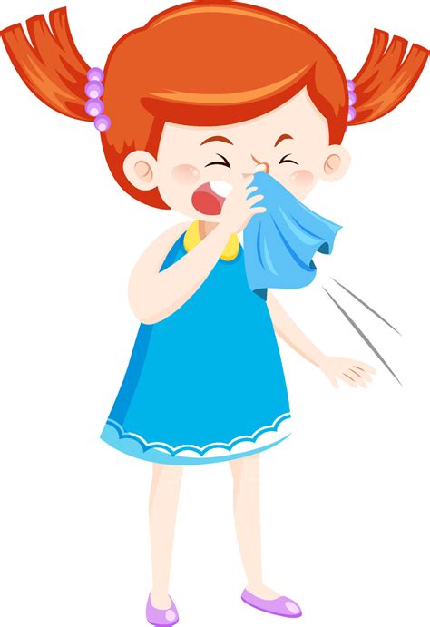 A sick girl cartoon character on white background 7190503 Vector Art at ...