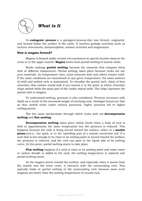 Earth Science Quarter 2 – Module 3: Endogenic Processes: Plutonism and ...