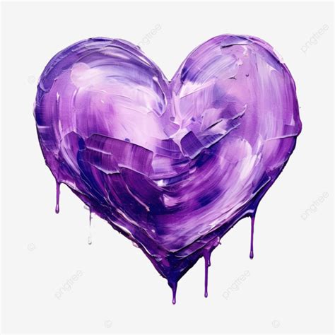 Cute Purple Heart Stationary Sticker Oil Painting Heart Purple