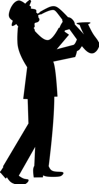 Download Silhouette Of Man Playing Saxophone Png Image With No