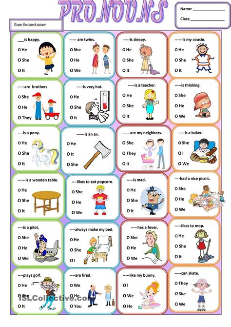 Pronouns Elementary Exercises English Unite