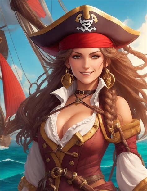 Beautiful Female Pirate Portrait Fantasy Theme Character Portrait