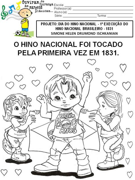 Atividades Escolares Infantis Hino Nacional Ilustrado