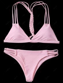 High Cut String Plunge Bikini Set PINK Bikinis S ZAFUL