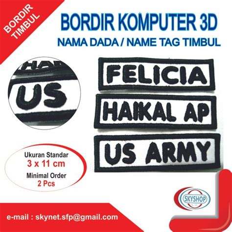 Jual Bordir Komputer Custom Timbul D Nama Dada Name Tag Di Lapak