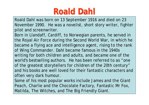 Biography And Autobiography Lesson 2 Roald Dahl Reading Worksheet