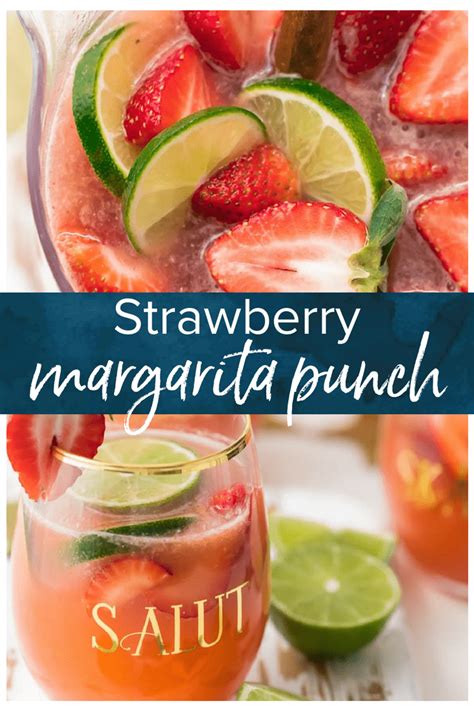 This Fun And Festive SPARKLING STRAWBERRY MARGARITA PUNCH Is Such A