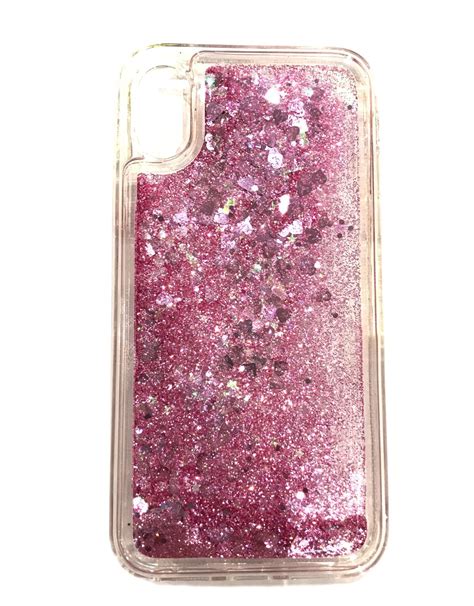Блестящий чехол для iPhone ( Айфон ) X / 10 Розовые блестки