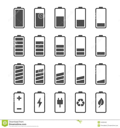 电池与充电电平指示器的象集合 向量例证 插画 包括有 设计 收集 指示符 生成 次幂 电池 能力 54583452