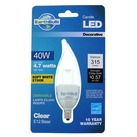 EarthBulb BA11 40 Watt Soft White Clear Candle LED Light Bulb Shop