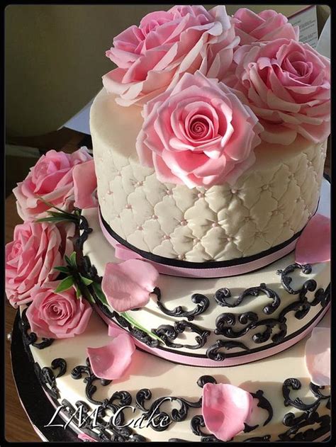 Romantic Pink Rose Wedding Cake Decorated Cake By Lisa Cakesdecor