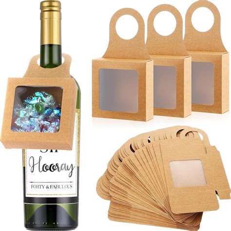 Pieces Kraft Paper Wine Bottle Box With Window Hanging Wine Boxes