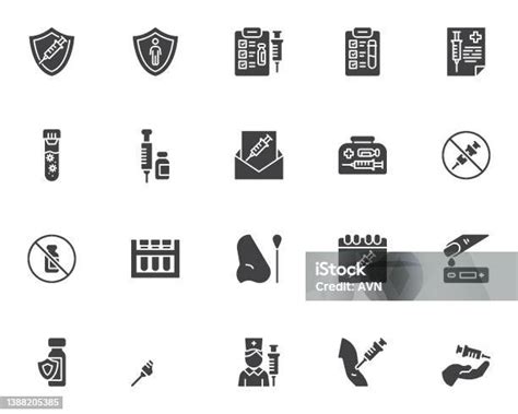 Covid19 예방 접종 벡터 아이콘 세트 Covid 19에 대한 스톡 벡터 아트 및 기타 이미지 Covid 19 건강