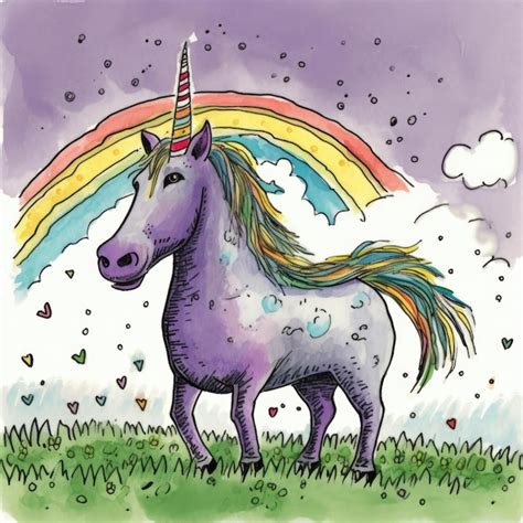 Ilustraci N De Ia De Unicornio Y Arco Iris De Dibujos Animados Foto