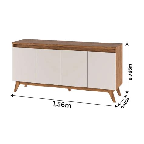 Buffet Filipe 4 Portas larg 1 56m Imbuia Off White Viero Mãe