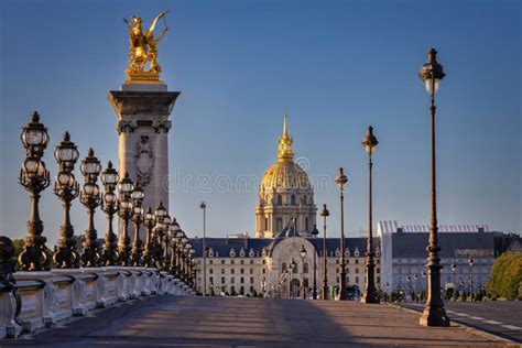 Beautiful Pont Alexandre III Bridge Over the Seine River, Paris. France ...