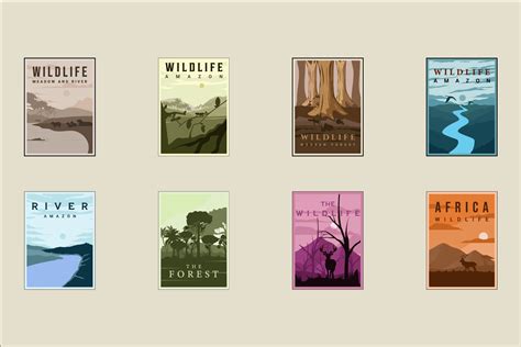 Set of Wildlife Poster Vintage Vector Graphic by uzumakyfaradita ...