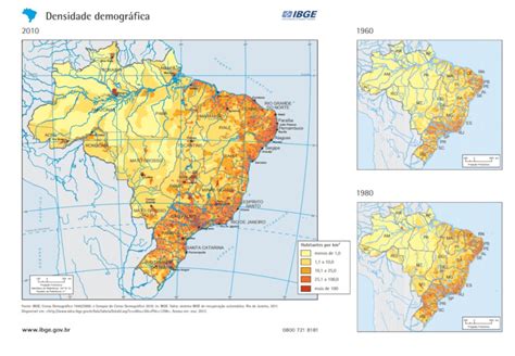 Densidade demográfica cálculo mapas exemplos exercícios