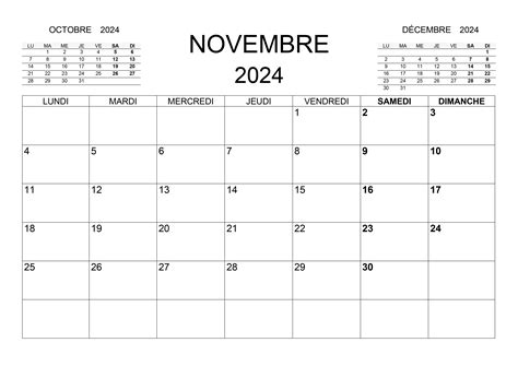 Calendrier Novembre 2024 Calendrier Su