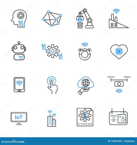 Internet Rzeczy I Automatyzacj Mechaniczne Ikony Technologia I