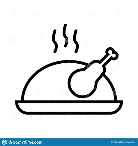 Pavo Asado De La Acci N De Gracias Icono Del Esquema Ilustraci N Del