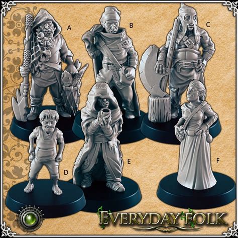 Half-orc Folks Mini Set for Dnd EC3D Townsfolk Executioner Male Female ...