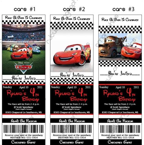 Disney Cars Birthday Ticket Invitation Digital By Rjinkdesigns