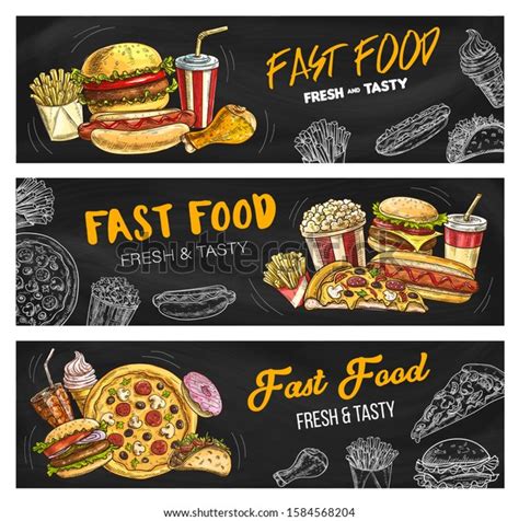 Fast Food Burgers Sandwiches Menu Vector Stock Vector Royalty Free