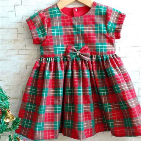 Vestido Infantil De Natal Xadrez Vermelho Elo7