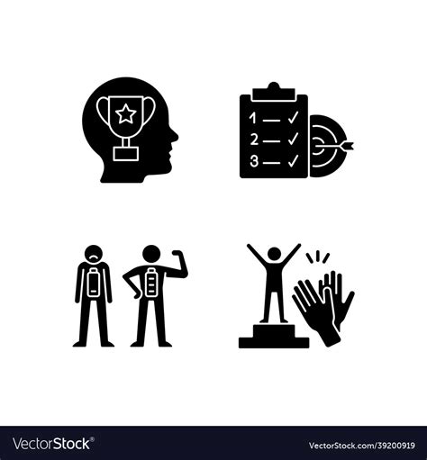 Intrinsic Motivation Black Glyph Icons Set Vector Image