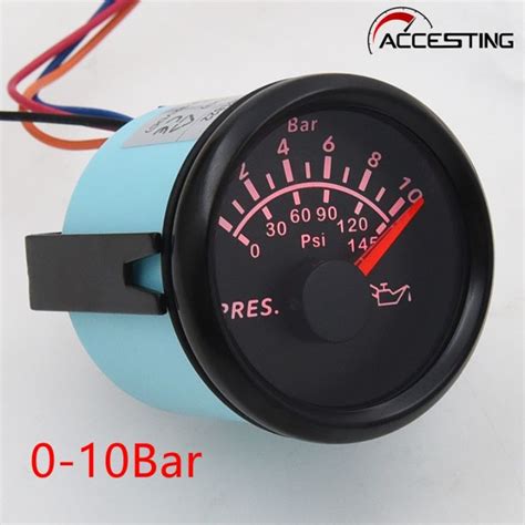 Blue Shell Mm Bar Psi Pointer Oil Pressure Gauge Mechanical