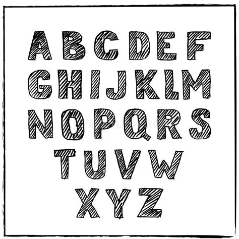 Alphabet Tiré Par La Main De Croquis De Vecteur Police Rayée Par Encre