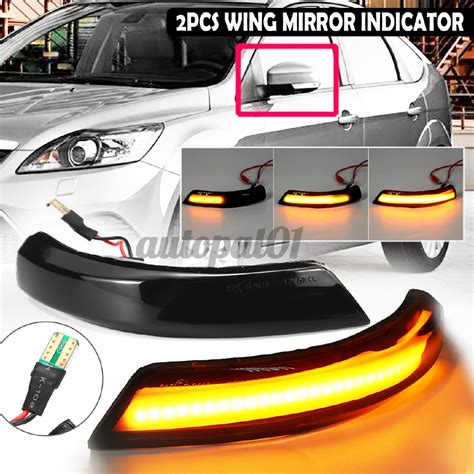 2x Indicador De Sinal De Claro Led Para Espelho De Seta Para Ford Focus