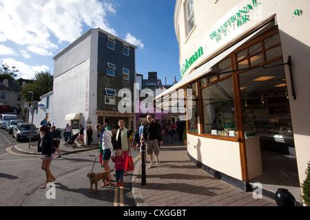 Centre of Salcombe town, fishing and sailing town, South Devon, England ...