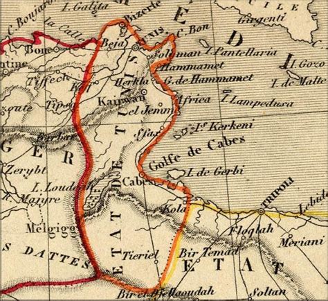 carte ancienne de Tunisie - Alexandre Vuillemin - 1843 