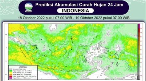 Prakiraan Hujan Wilayah Indonesia Selasa 18 Oktober 2022 BMKG Jateng